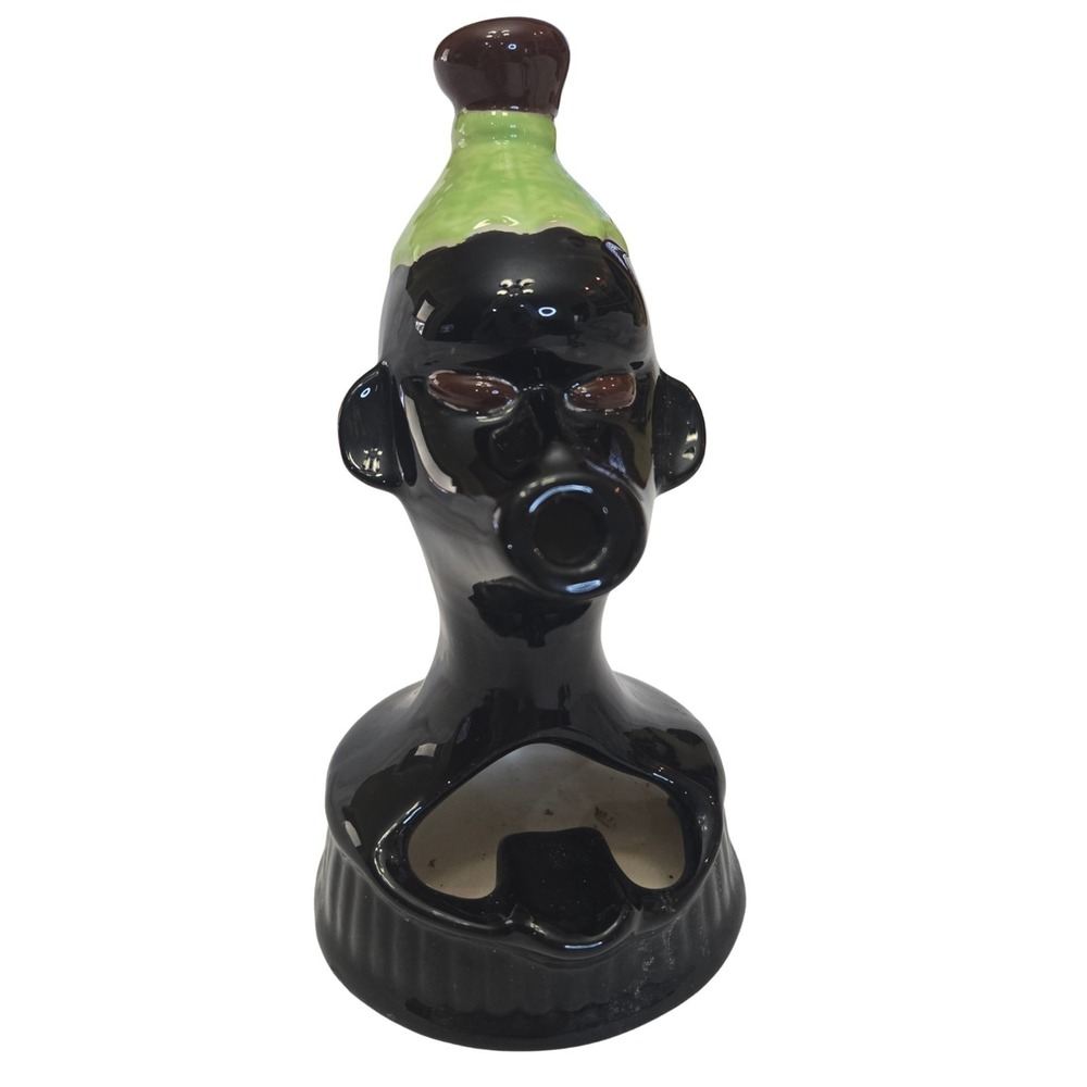 Vtg 1950's Smoking Zulu Lady Barsony Style Ceramic Ashtray Mid Century Novelty